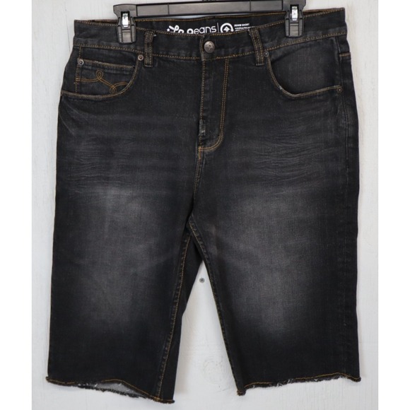 Mens LRG Lifted Research Group Shorts Size 34 Cotton Denim Black Cotton Stretch - Picture 1 of 8